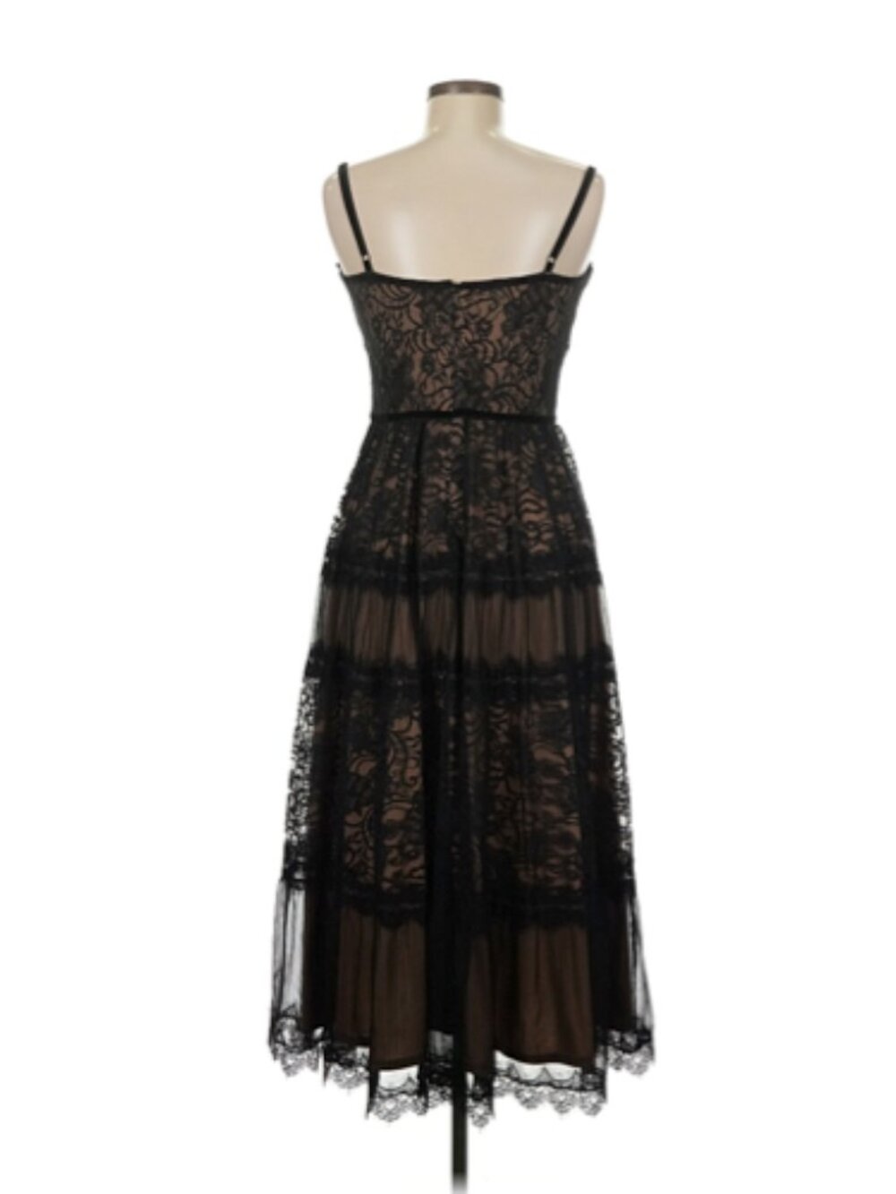 NWT tadashi shoji tatiana Strap Tea-Length Lace Dress BFY18619MD black size 6 - Picture 2 of 3